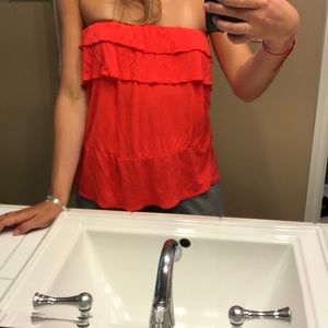 Strapless ruffle top